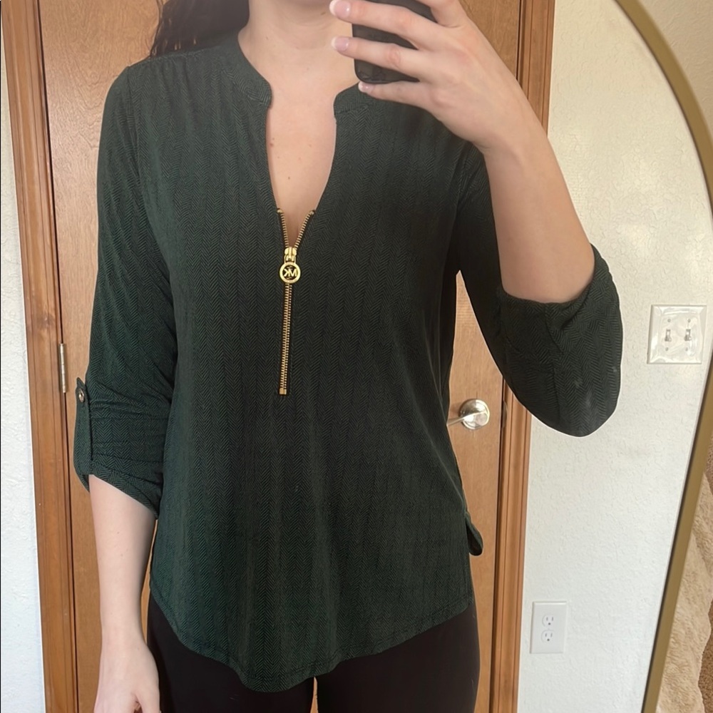 Green Zip-Up Women's Top Michael Kors